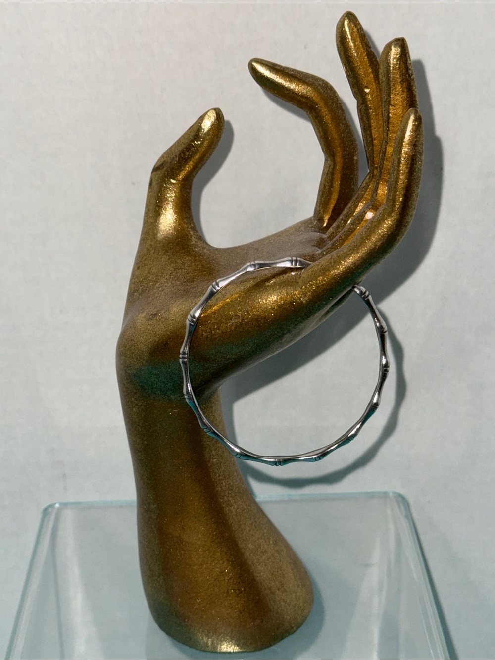 925 Silver Bamboo-Textured Bangle Bracelet